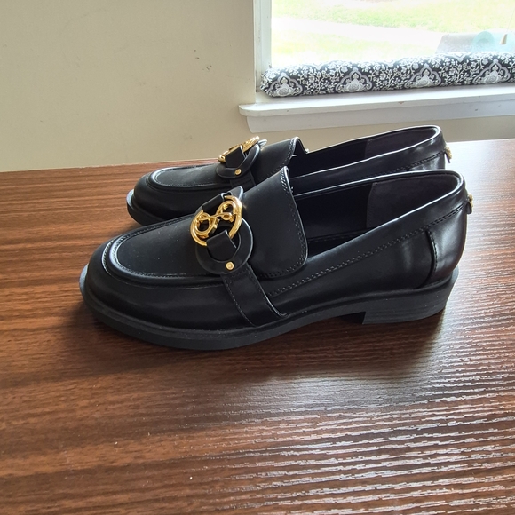 Sam & Libby Black Loafers with Gold Detail - Picture 7 of 9
